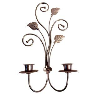 Regency Brass Taper Candle Sconce Decorative Romantic Wall Mounted Leaf Scroll